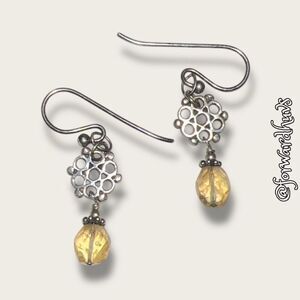 Bundle Sale 3 for $15 | Silver-Tone Dangle Earrings with Yellow Bead